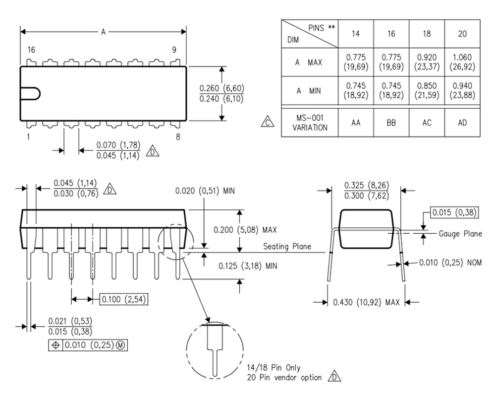 SN74LS47N Packaging Outline3